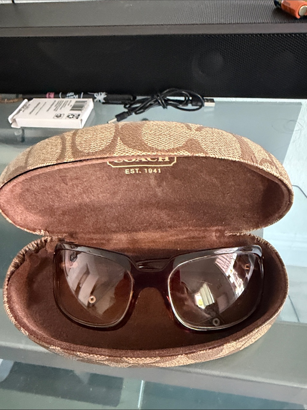 Coach Brown Tortoiseshell Sunglasses with Brown Gradient Lenses